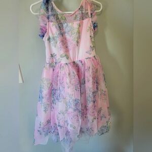 Zhenzi Pink and Purple Sundress Spaghetti Strap Flutter Sleeve
